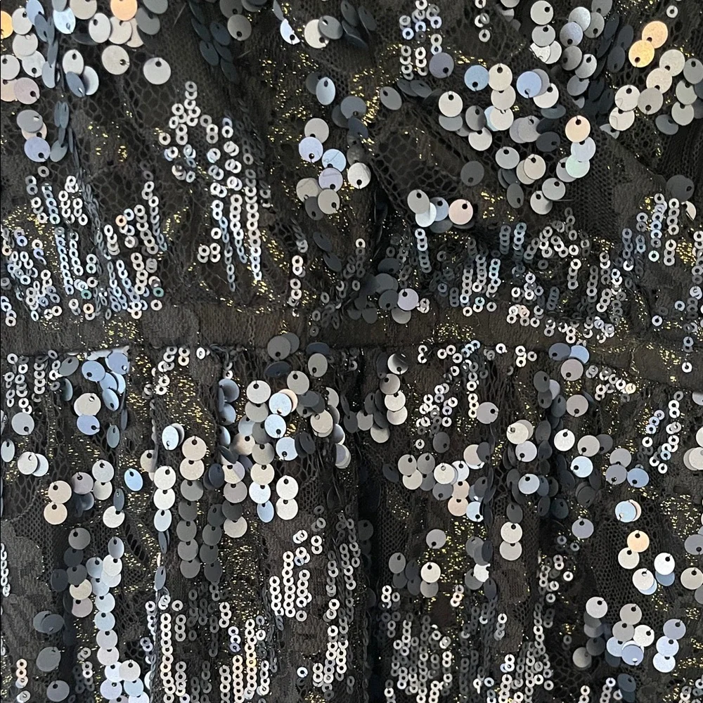 Express Black/Navy Sequin Mini Dress - Picture 4 of 5